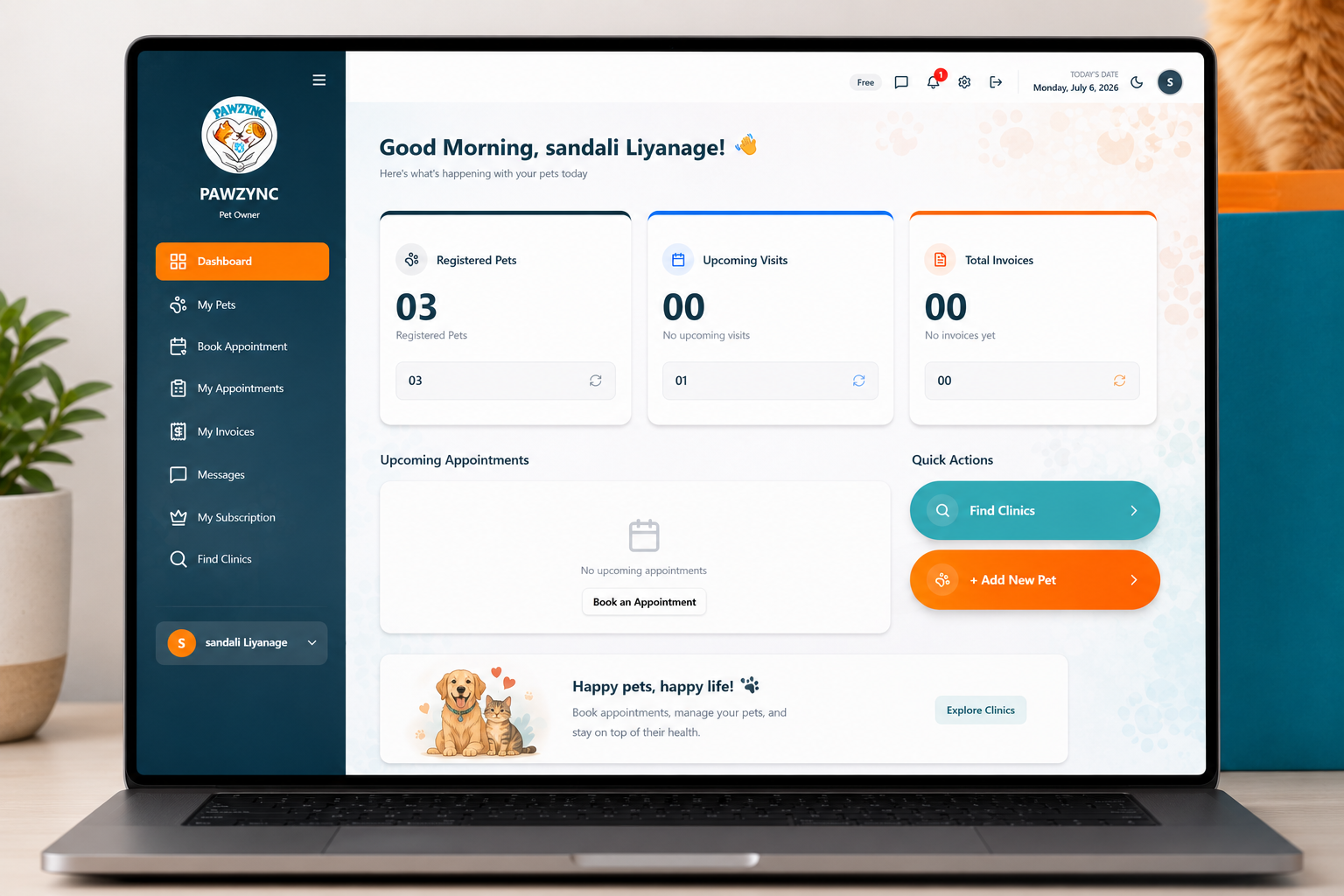 Pawzync dashboard