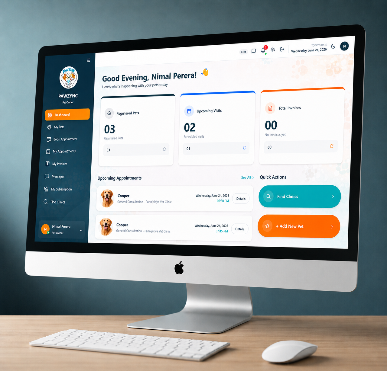 Pawzync platform screenshot